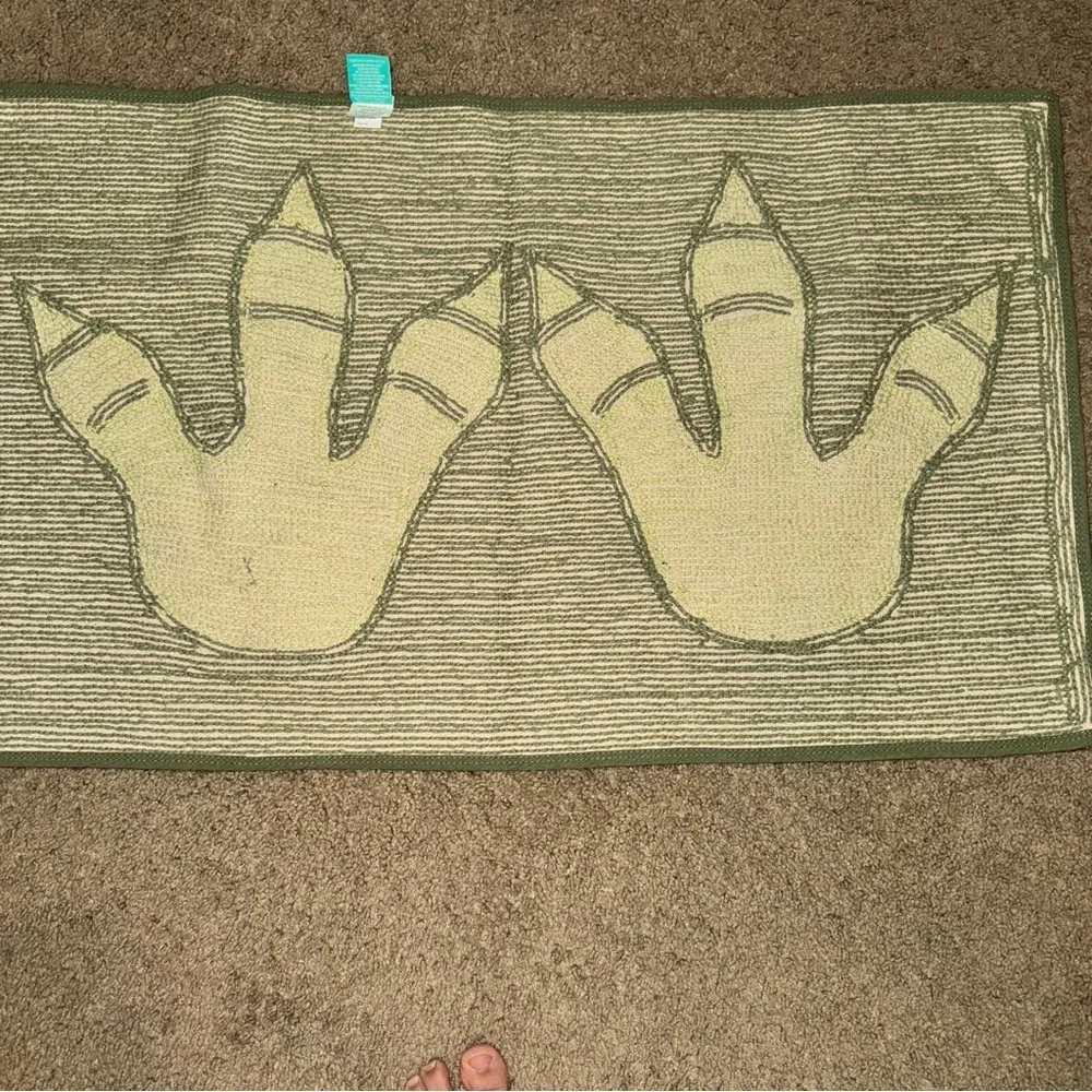 Dinosaur Bath Rug Kids Aqua Green Tufted Cotton Mat 20”x34” Pillowfort